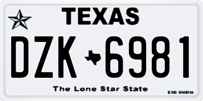 TX license plate DZK6981