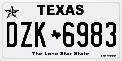 TX license plate DZK6983
