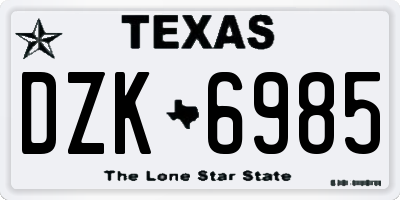 TX license plate DZK6985