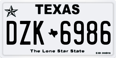 TX license plate DZK6986
