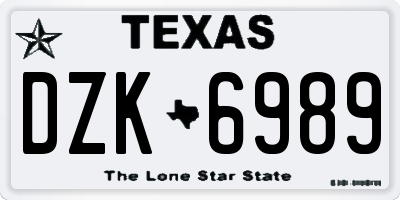 TX license plate DZK6989