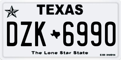 TX license plate DZK6990