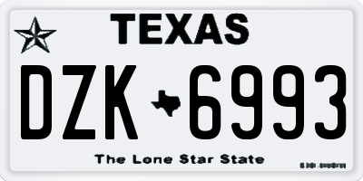 TX license plate DZK6993