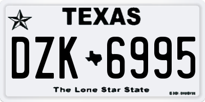 TX license plate DZK6995