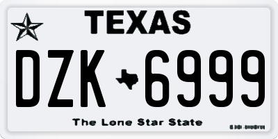 TX license plate DZK6999