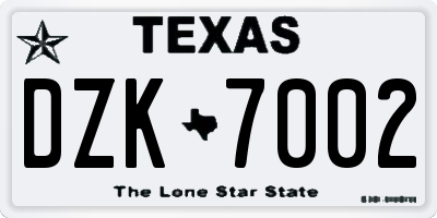 TX license plate DZK7002