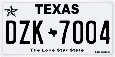 TX license plate DZK7004