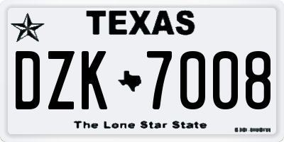 TX license plate DZK7008