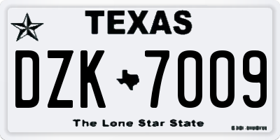 TX license plate DZK7009