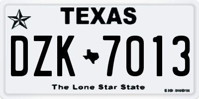 TX license plate DZK7013