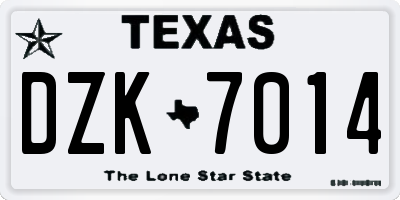 TX license plate DZK7014
