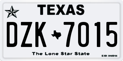 TX license plate DZK7015