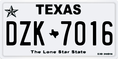 TX license plate DZK7016