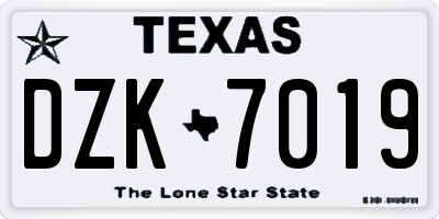 TX license plate DZK7019