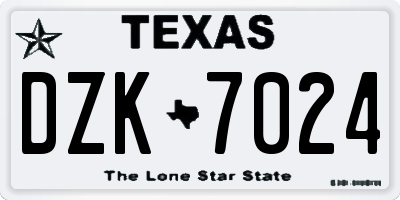 TX license plate DZK7024