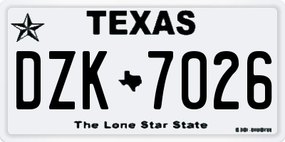 TX license plate DZK7026
