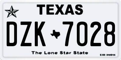 TX license plate DZK7028