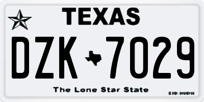 TX license plate DZK7029