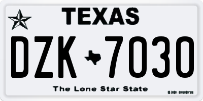 TX license plate DZK7030