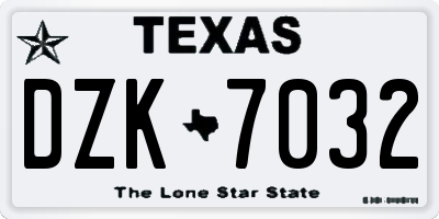 TX license plate DZK7032