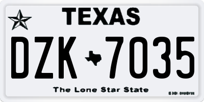 TX license plate DZK7035
