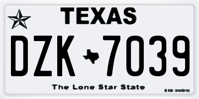 TX license plate DZK7039