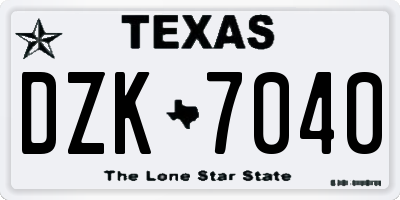 TX license plate DZK7040