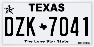TX license plate DZK7041