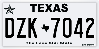 TX license plate DZK7042