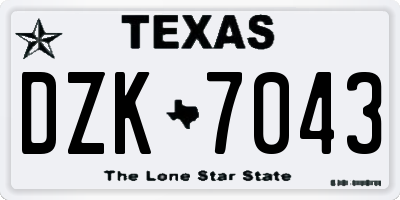 TX license plate DZK7043