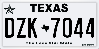 TX license plate DZK7044