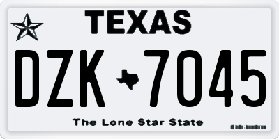 TX license plate DZK7045