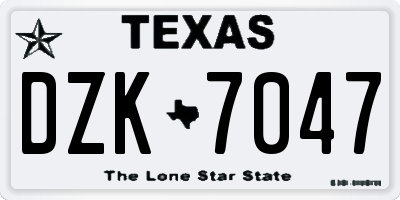 TX license plate DZK7047