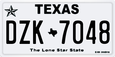 TX license plate DZK7048
