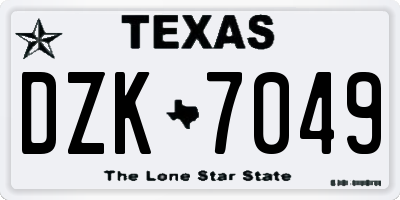 TX license plate DZK7049
