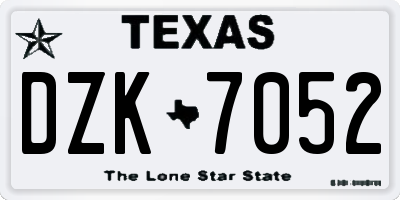 TX license plate DZK7052