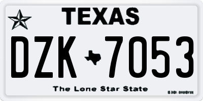 TX license plate DZK7053