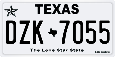 TX license plate DZK7055