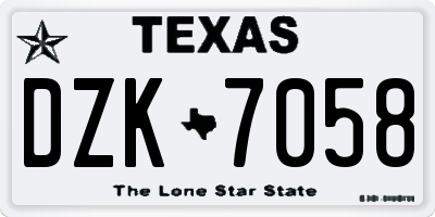 TX license plate DZK7058