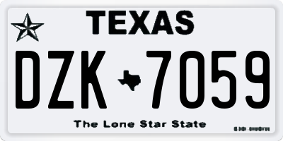 TX license plate DZK7059