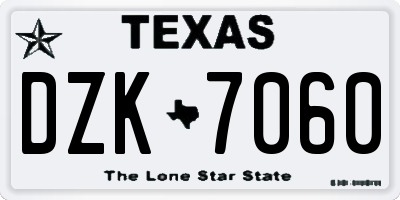TX license plate DZK7060