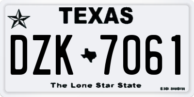 TX license plate DZK7061