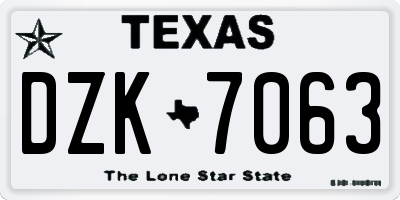 TX license plate DZK7063