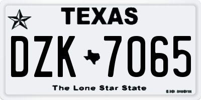 TX license plate DZK7065