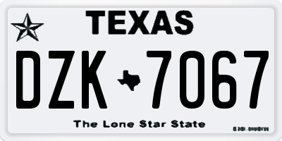 TX license plate DZK7067