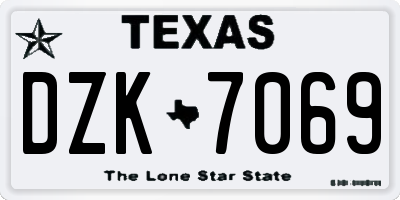 TX license plate DZK7069