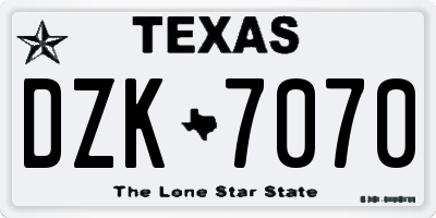 TX license plate DZK7070