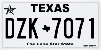 TX license plate DZK7071