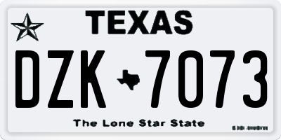 TX license plate DZK7073