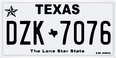 TX license plate DZK7076